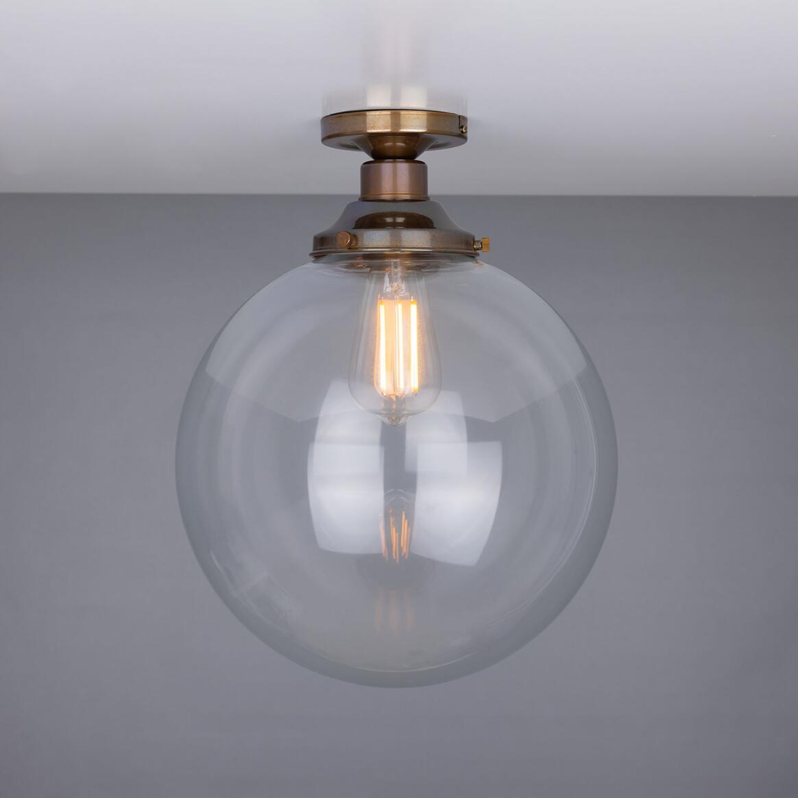 Riad Clear Glass Globe Flush Ceiling Light 30cm main product image