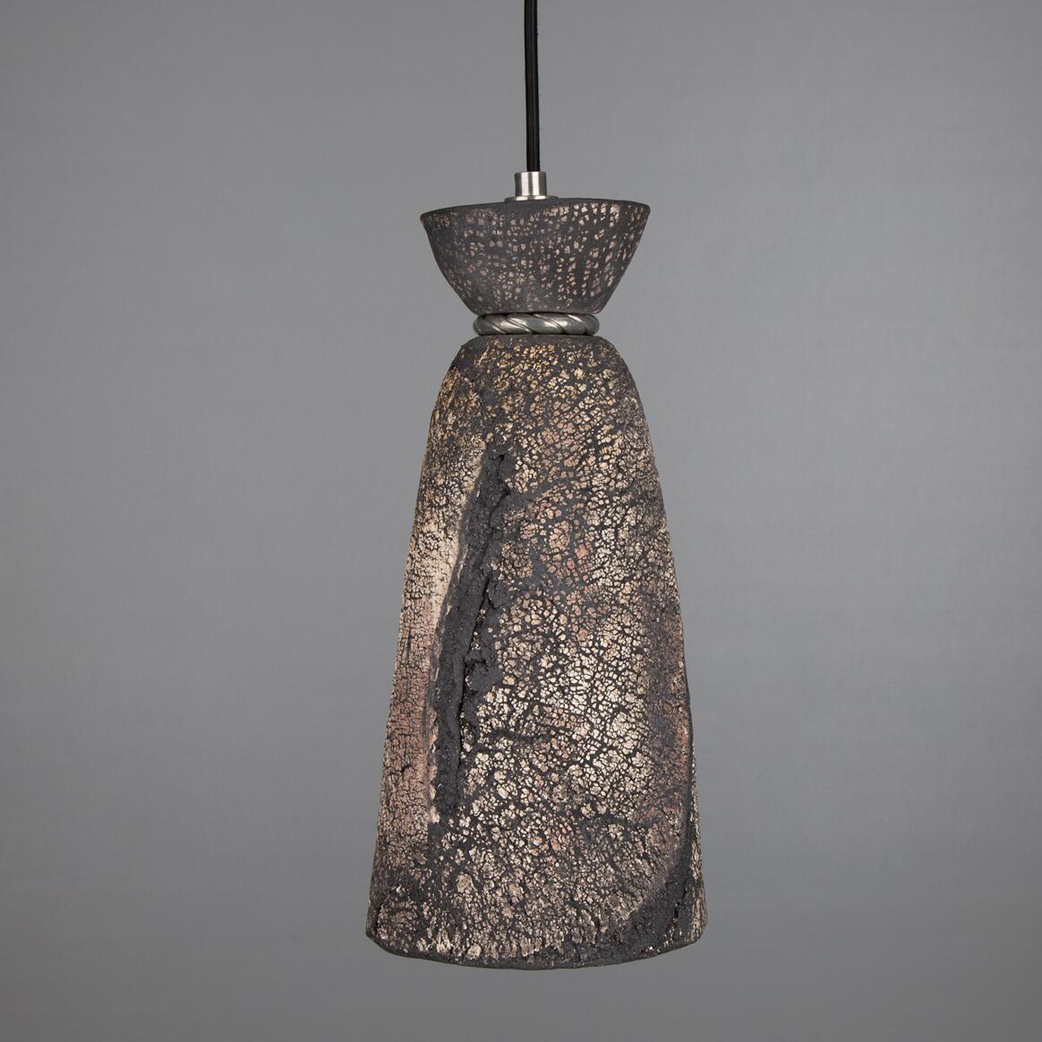 Parva Ceramic Bathroom Pendant Light 14cm, Black Clay IP44 main product image