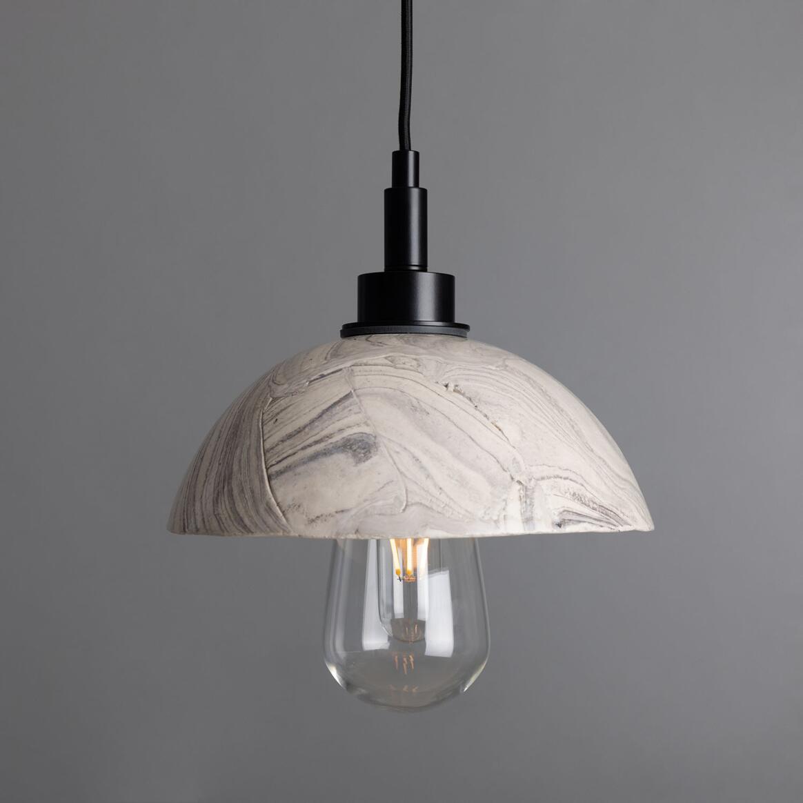 Kingii Marbled Ceramic Dome Bathroom Pendant Light 7.9" IP44 main product image