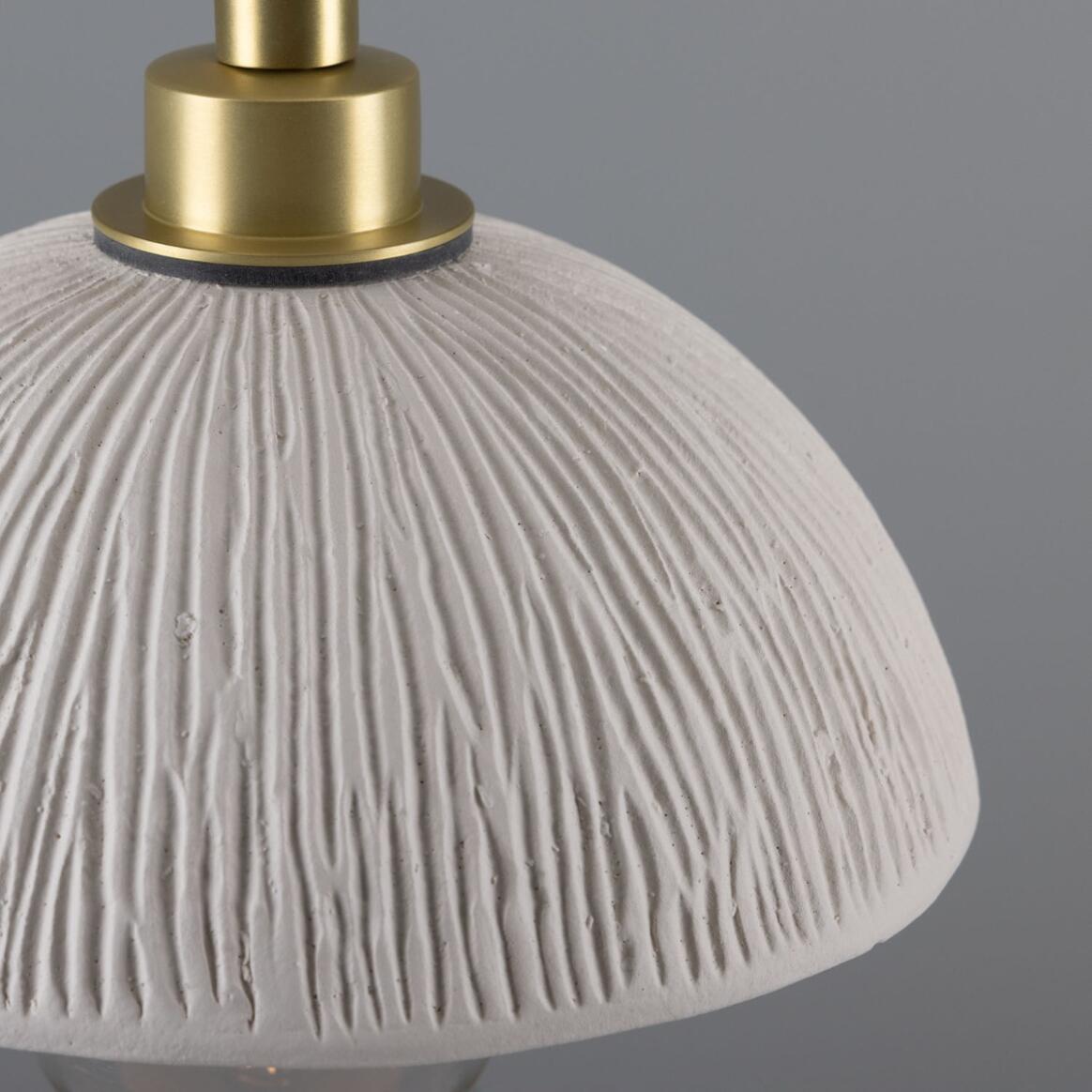 Suspension Lustre Laiton Ou Fer Avec Abat-jour Céramique Découpée Blanc 40cm