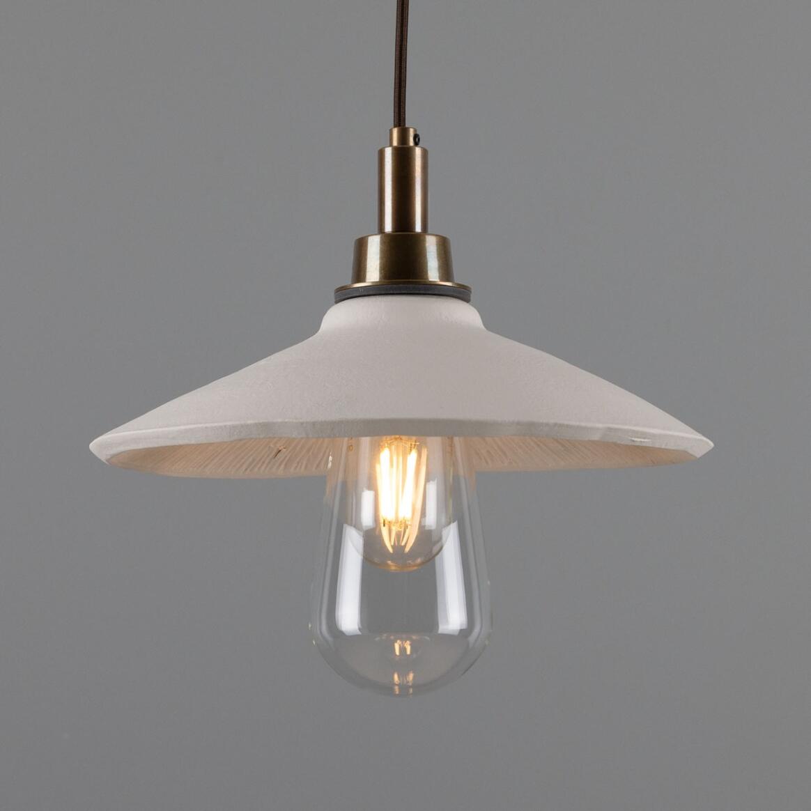 Pyrus Organic Ceramic Bathroom Pendant Light, Matte White Striped