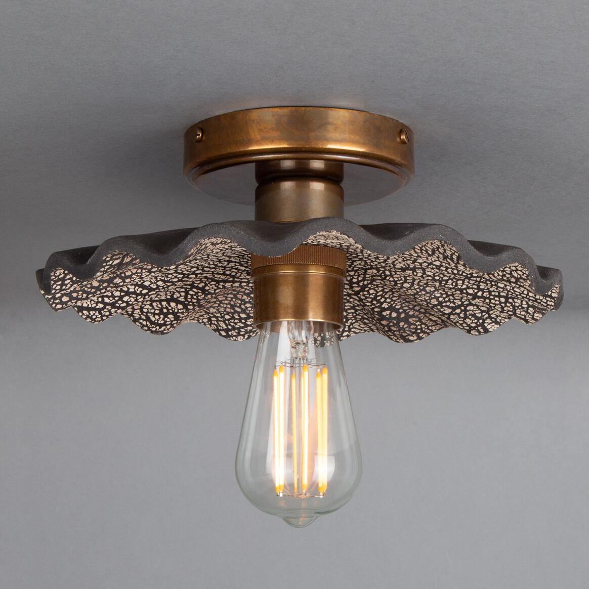 Kapok Organic Ceramic Ceiling Light 10.75", Black Clay main product image