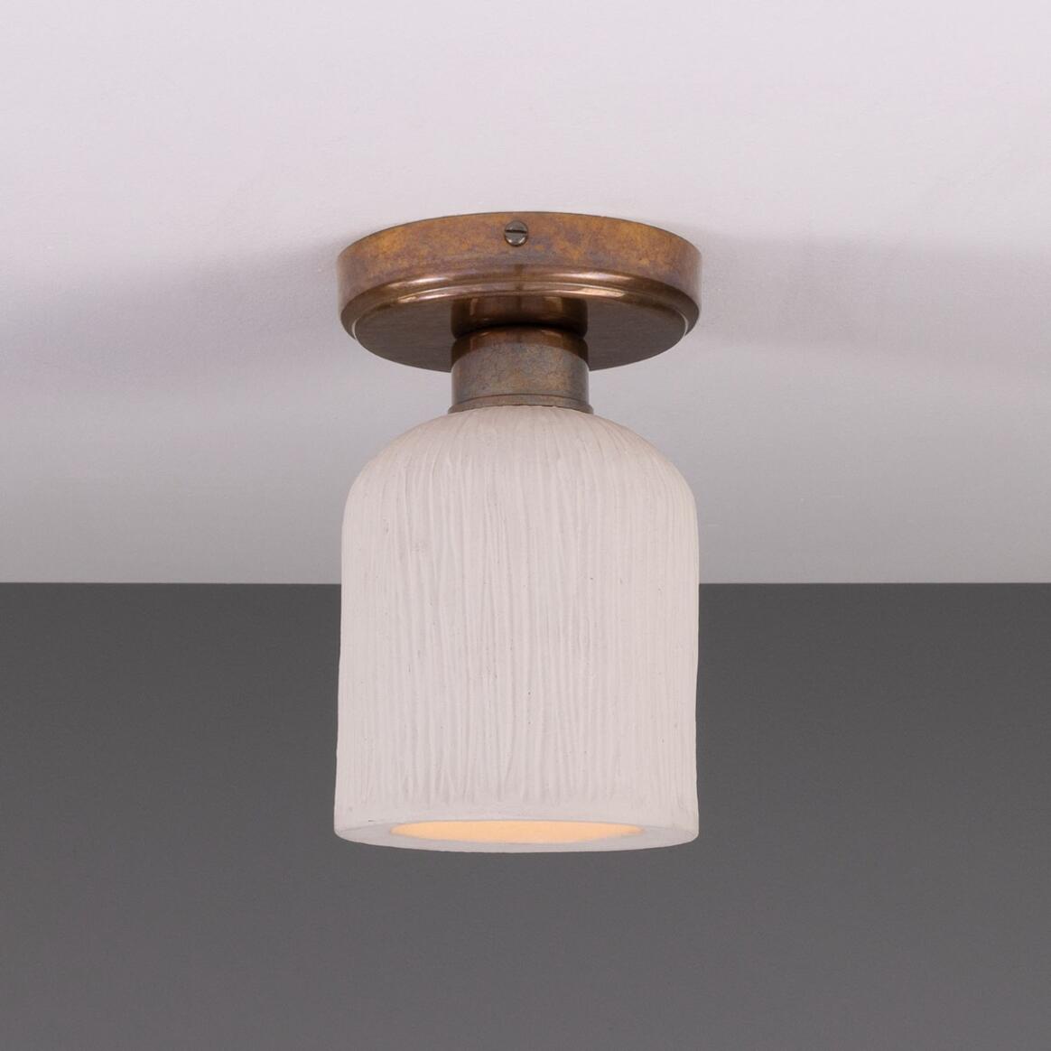 Osier Organic Ceramic Ceiling Light 12cm, Matte White Striped main product image