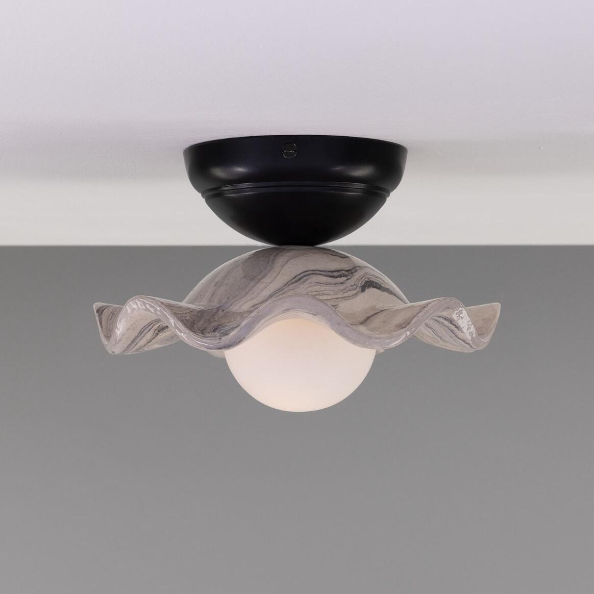 Rivale Ceiling Light with Wavy Marbled Ceramic Shade main product image