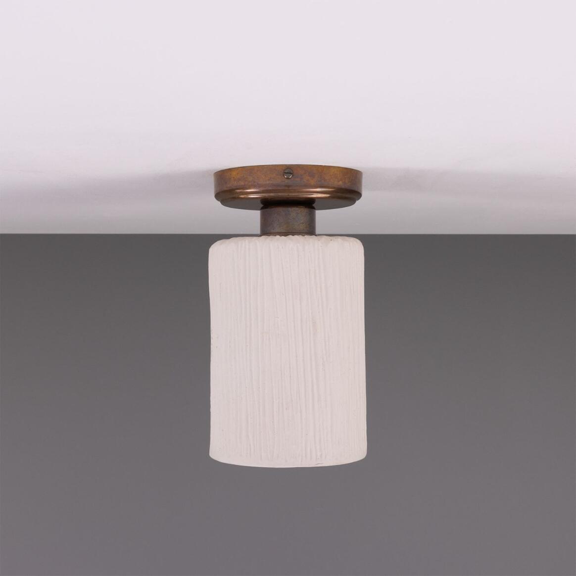 Senna Organic Ceramic Ceiling Light 11.5cm, Matte White Striped main product image