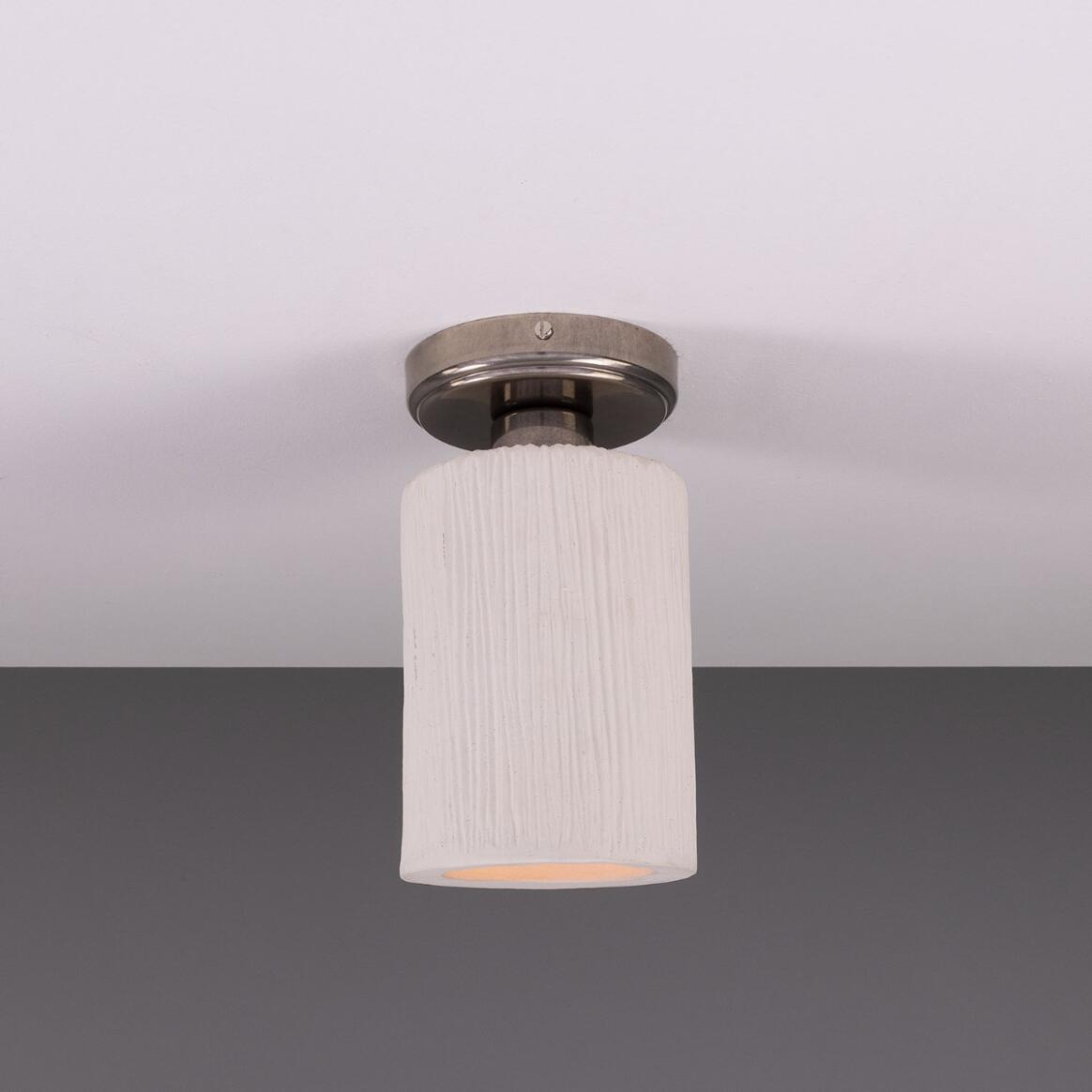 Senna Organic Ceramic Ceiling Light 11.5cm, Matte White Striped main product image