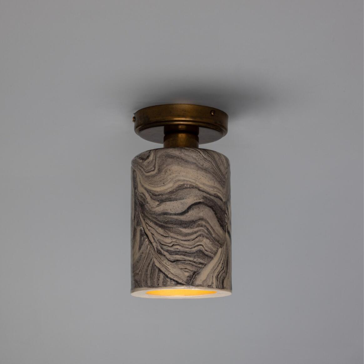 Senna Marbled Organic Ceramic Cylinder Ceiling Light, 23cm IP20 main product image