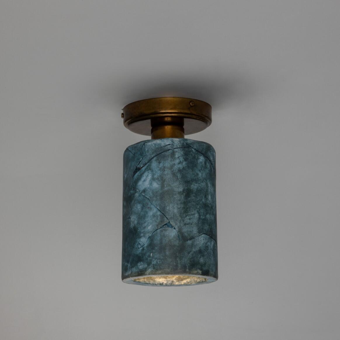 Senna Organic Ceramic Cylinder Ceiling Light, Blue Earth 9" IP20 main product image