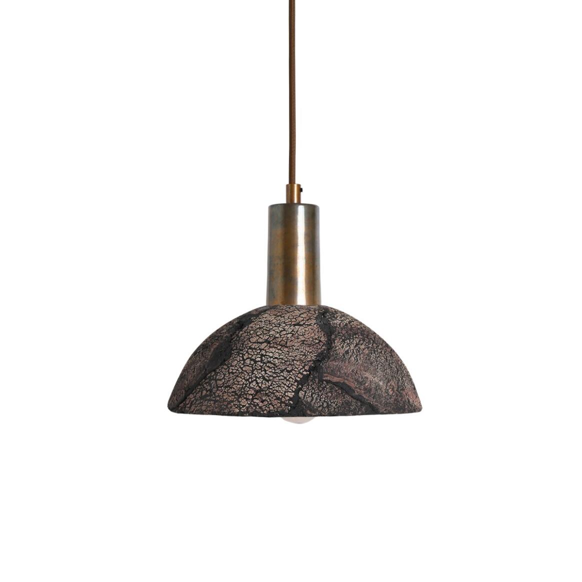 Kauri Organic Ceramic Dome Pendant Light 7.9", Black Clay main product image