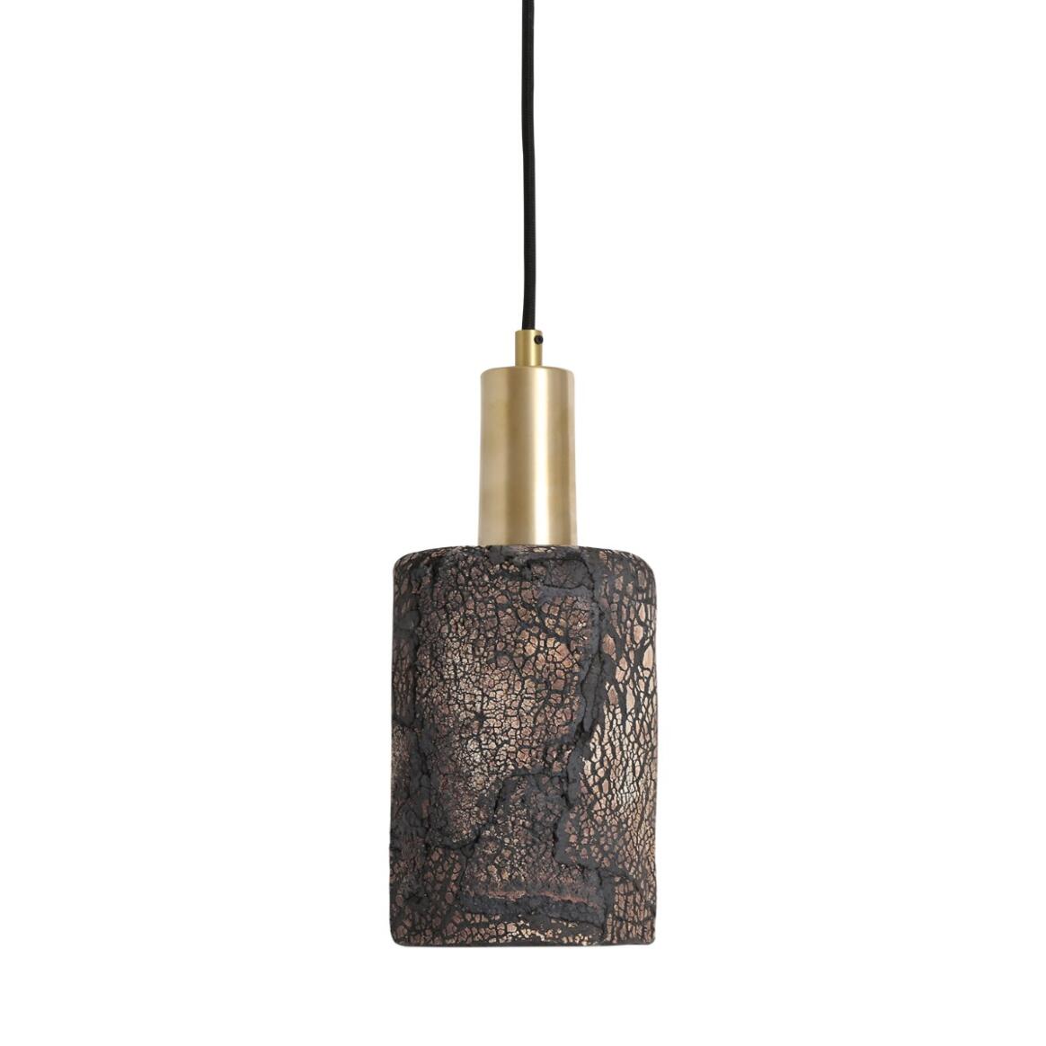 Senna Organic Ceramic Cylinder Pendant Light 12cm, Black Clay main product image