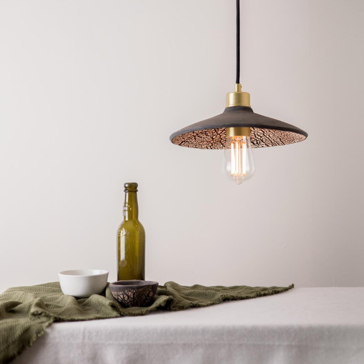 Pyrus Organic Ceramic Pendant Light 28cm, Black Clay main product image