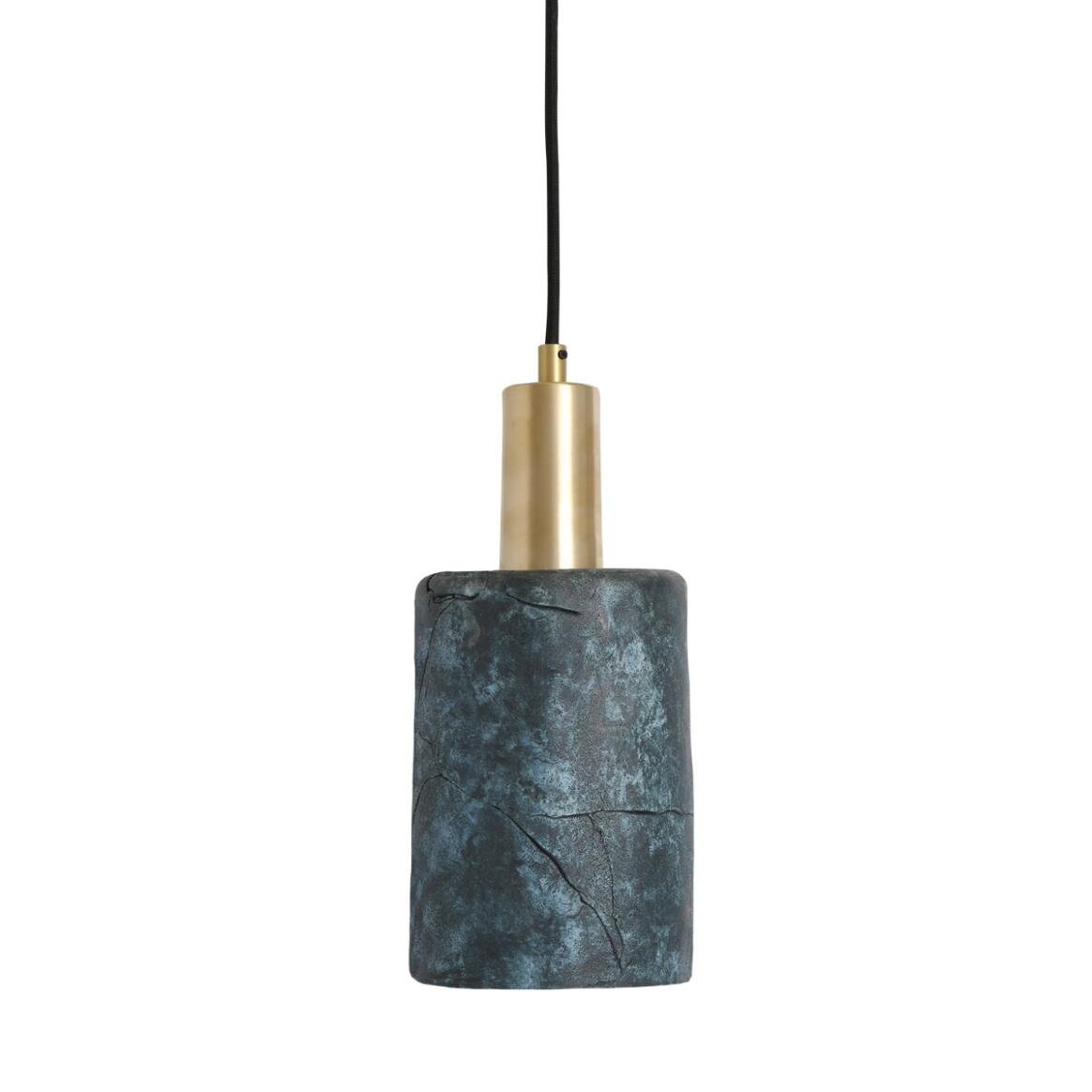 Suspension en céramique organique Senna de forme cylindrique 12cm, bleu Terre main product image