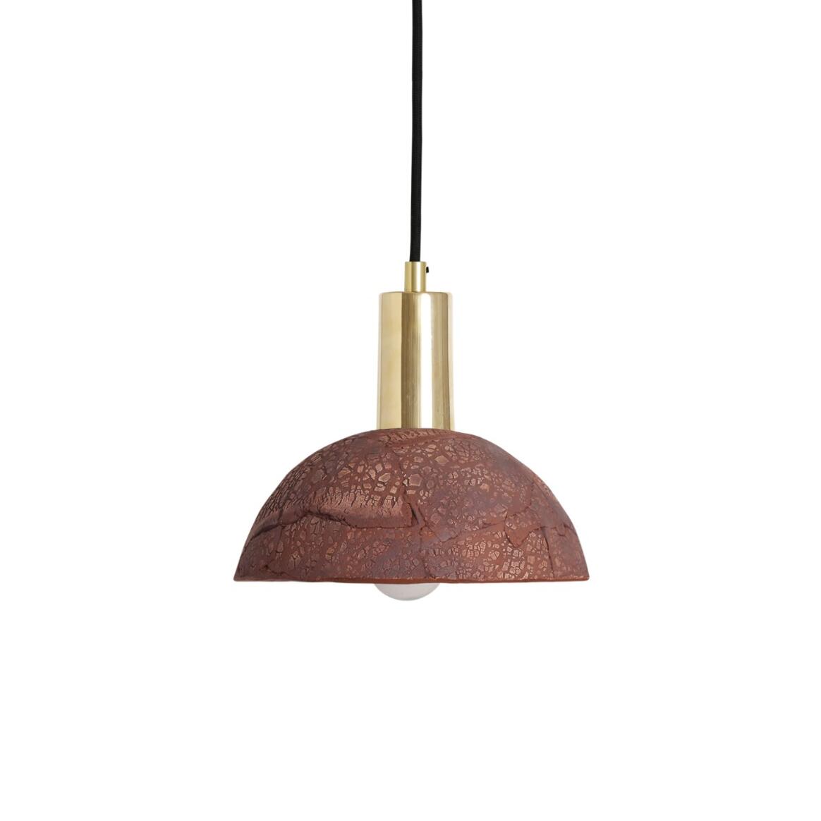 Kauri Organic Ceramic Dome Pendant Light 7.9", Red Iron main product image