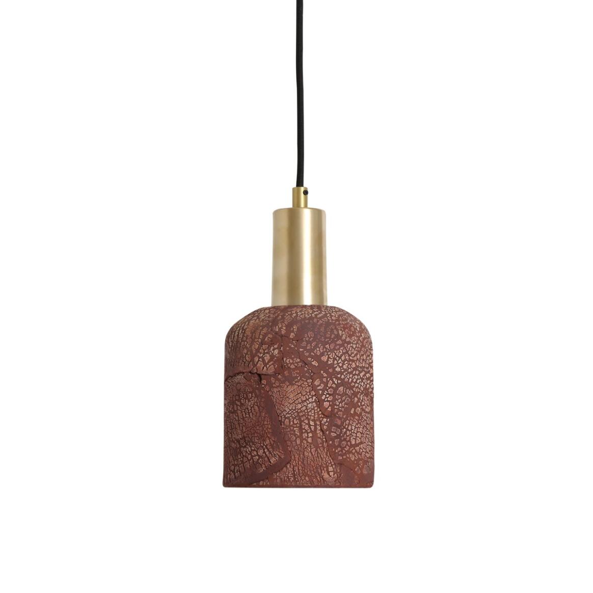 Osier Organic Ceramic Pendant Light 4.5", Red Iron main product image