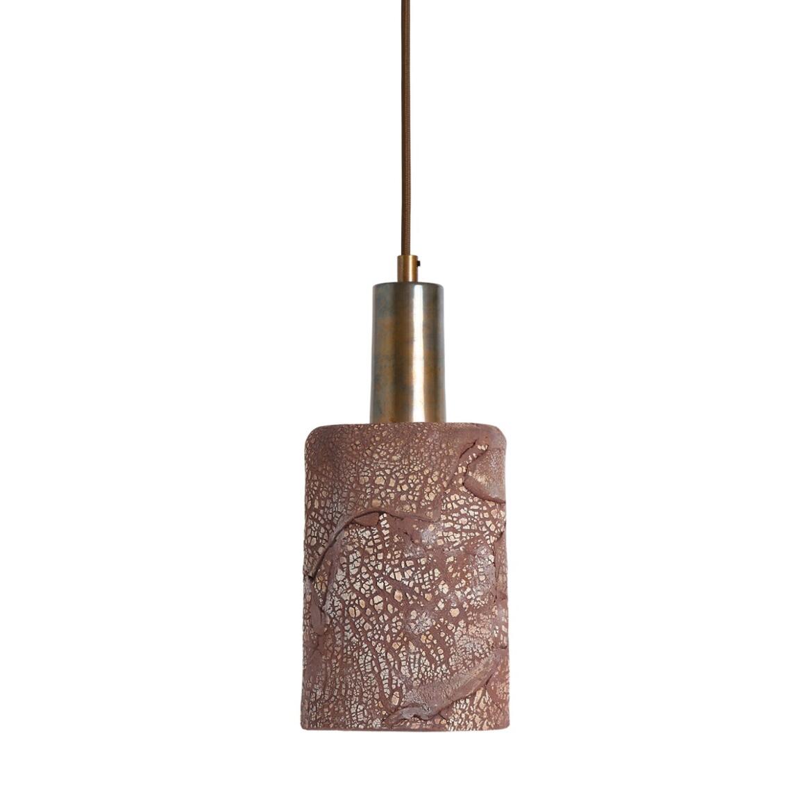 Senna Organic Ceramic Cylinder Pendant Light 4.75", Red Iron main product image