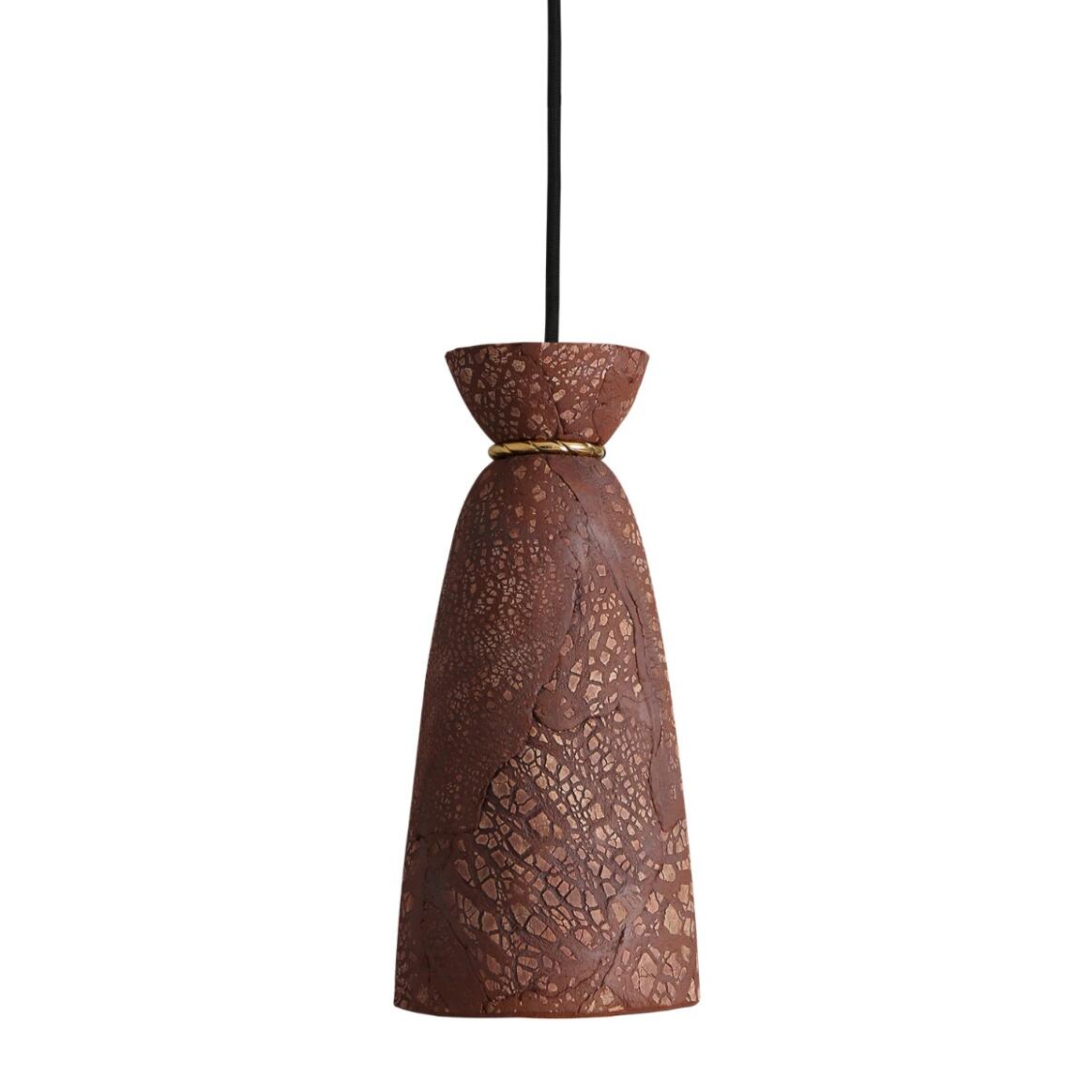 Pando Organic Ceramic Pendant Light 5.5", Red Iron main product image