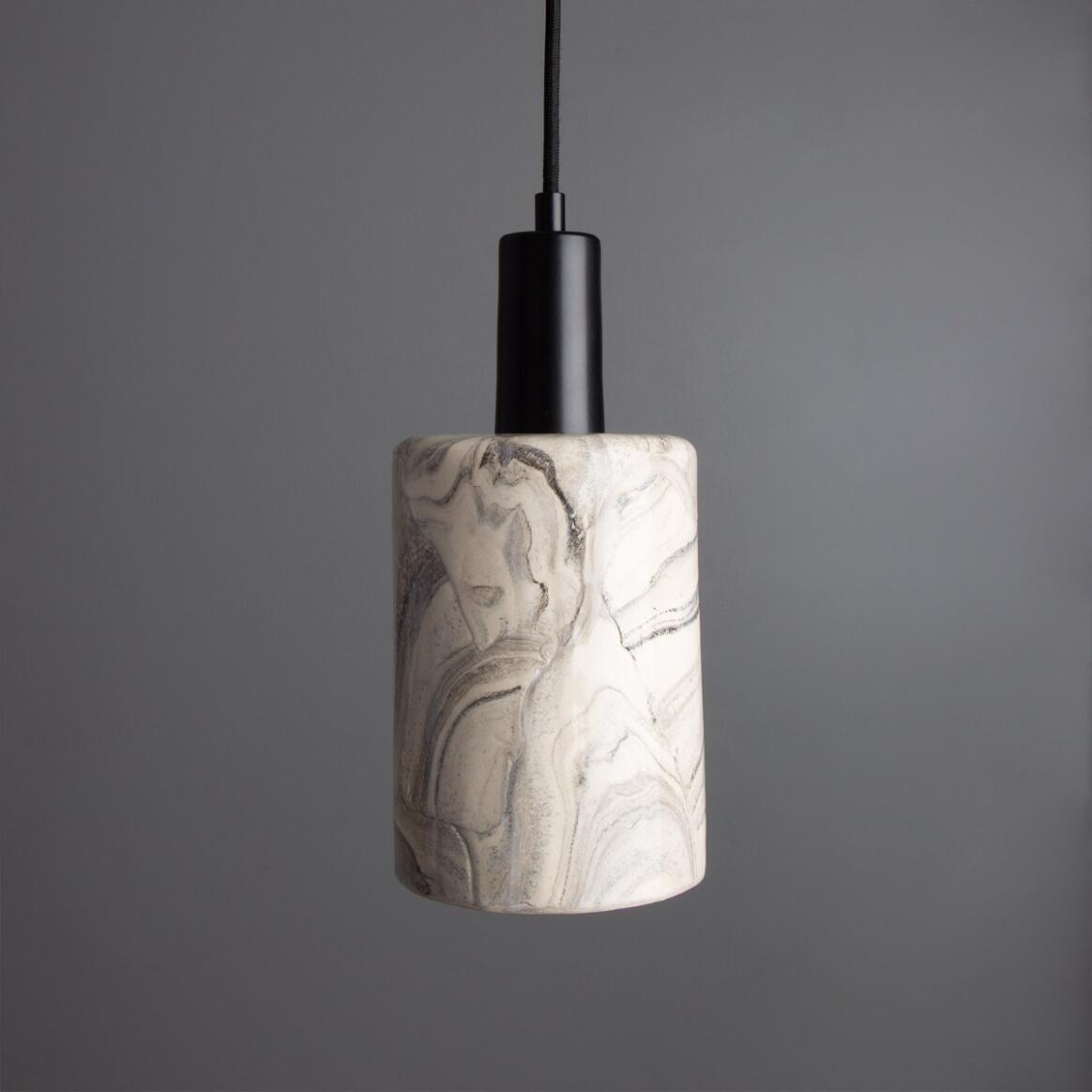 Senna Marbled Ceramic Cylinder Pendant Light 12cm main product image