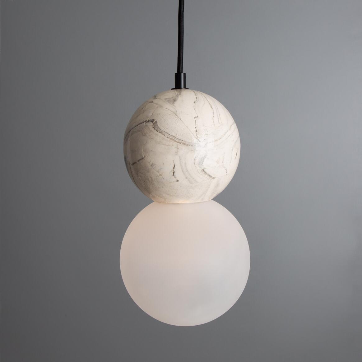 Rosa Marbled Ceramic Glass Globe Pendant Light main product image