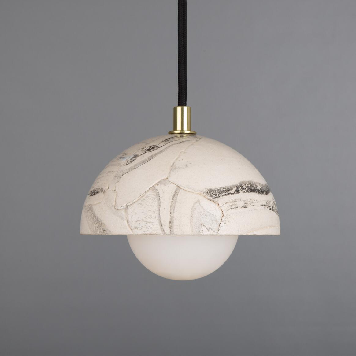 Ferox Small Marbled Ceramic Dome Pendant Light 14cm main product image