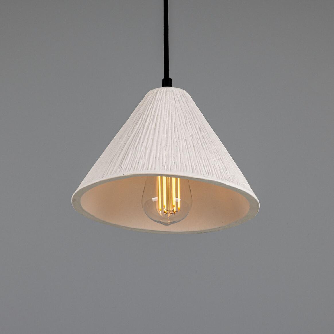 Tilia Organic Ceramic Cone Pendant Light, Matte White Striped 9.5