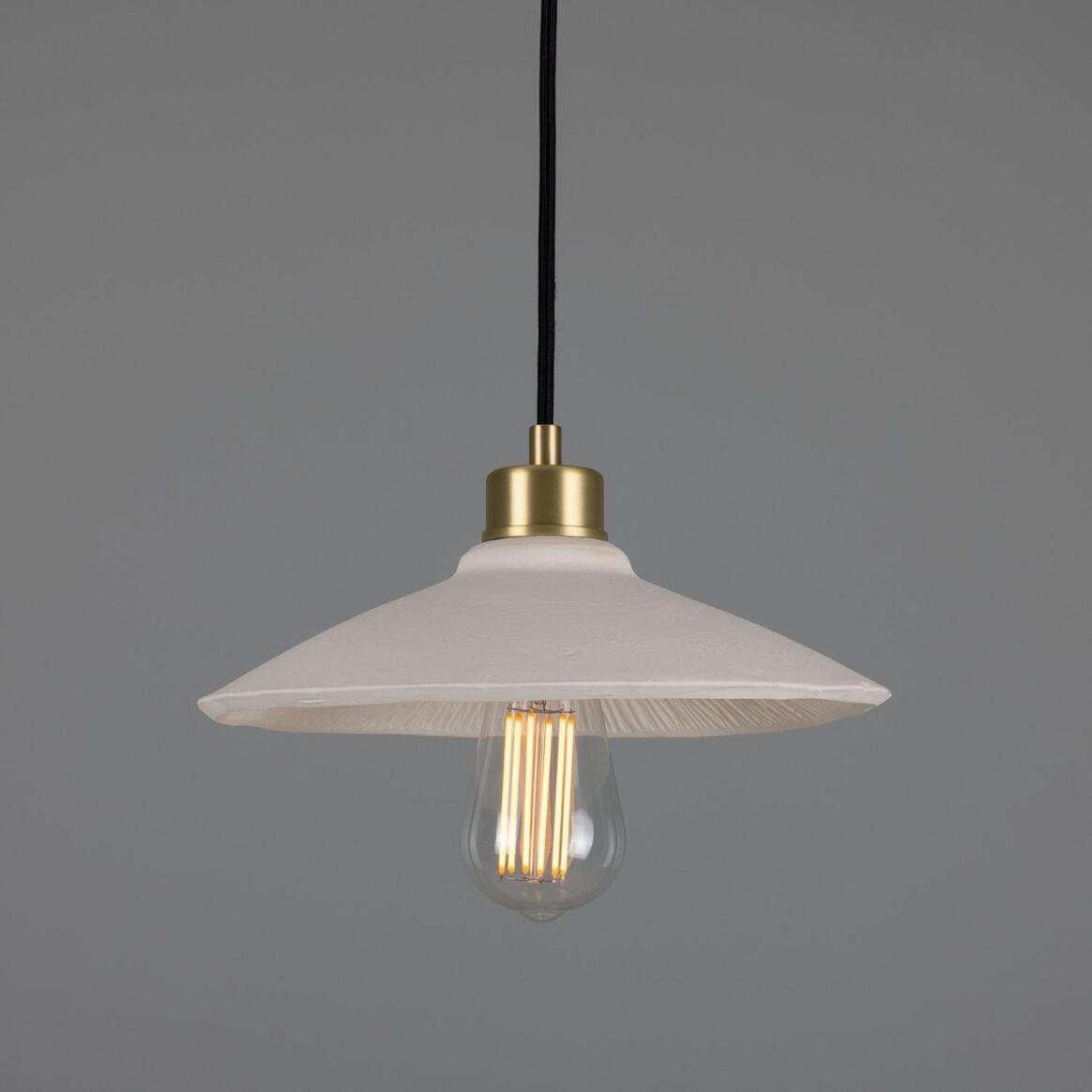 Pyrus Organic Ceramic Pendant Light 28cm, Matte White Striped main product image