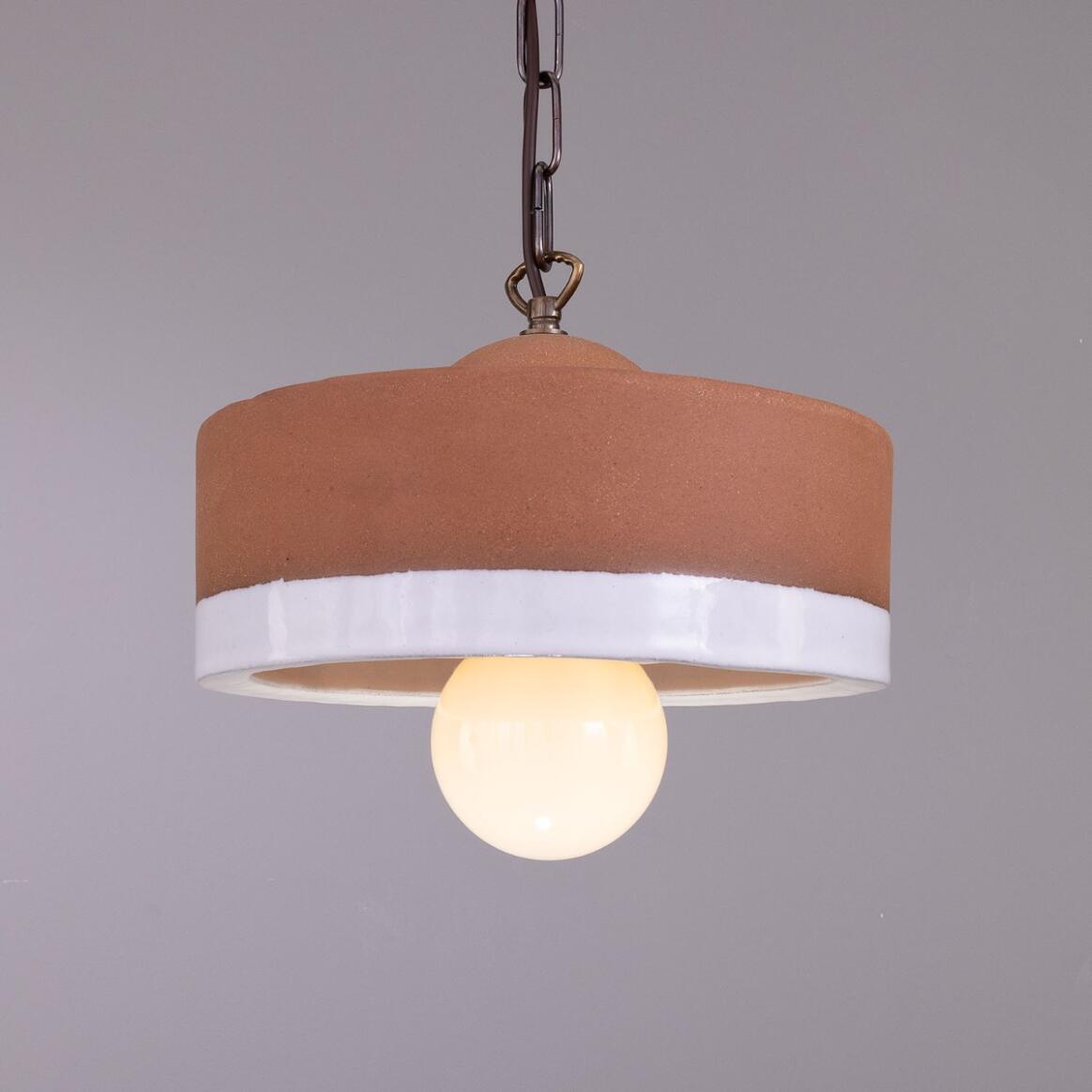 Seville Ceramic Mid-Century Modern Pendant Light, Terracotta and White Glaze main product image