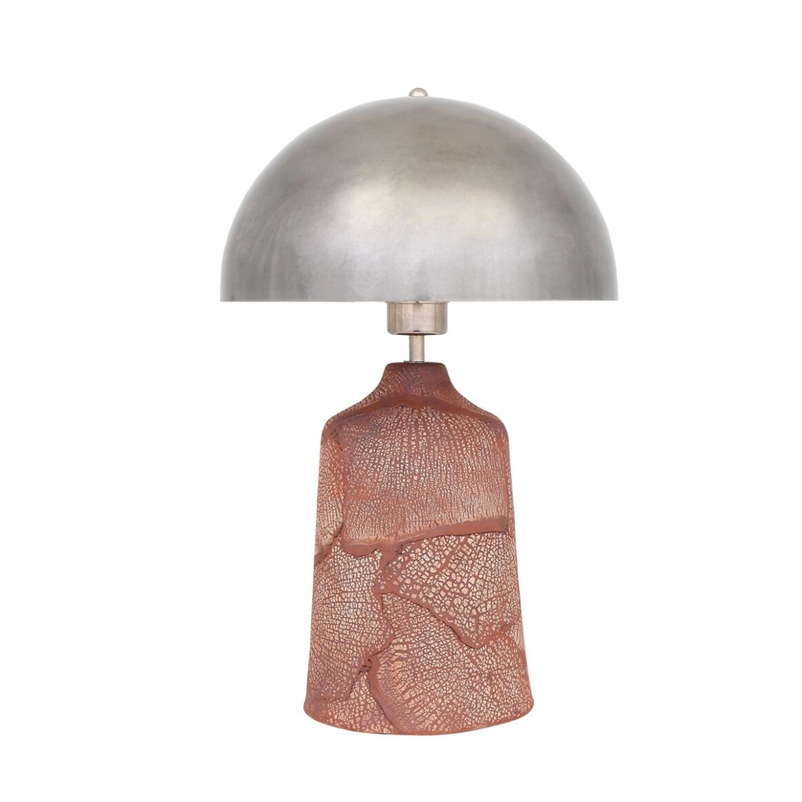 Cassia Tall Ceramic Table Lamp with Brass Dome Shade, Red Iron main product image