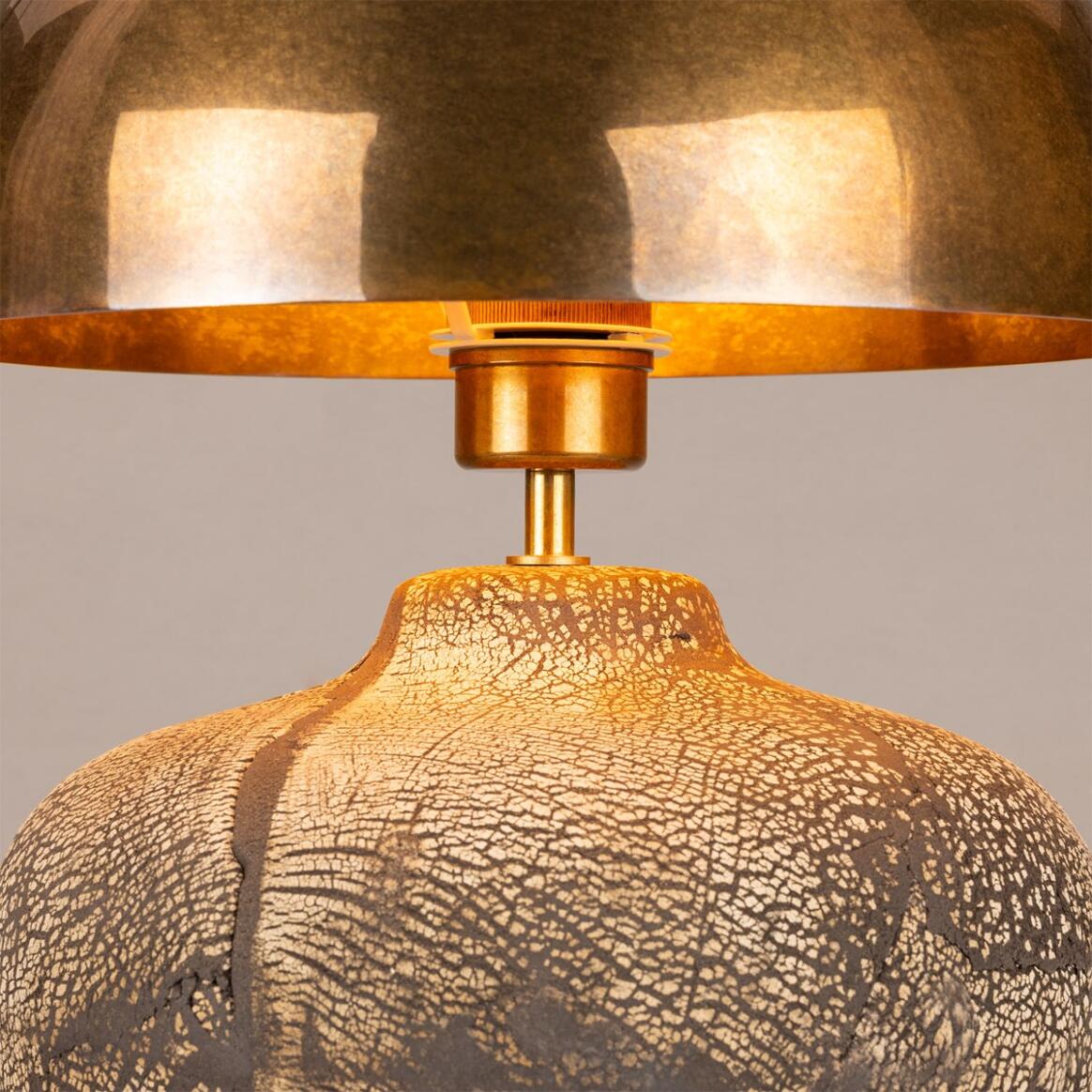 Lawson Ceramic Table Lamp with Brass Shade, Black Clay | Mullan Lighting, image size:1164x1164