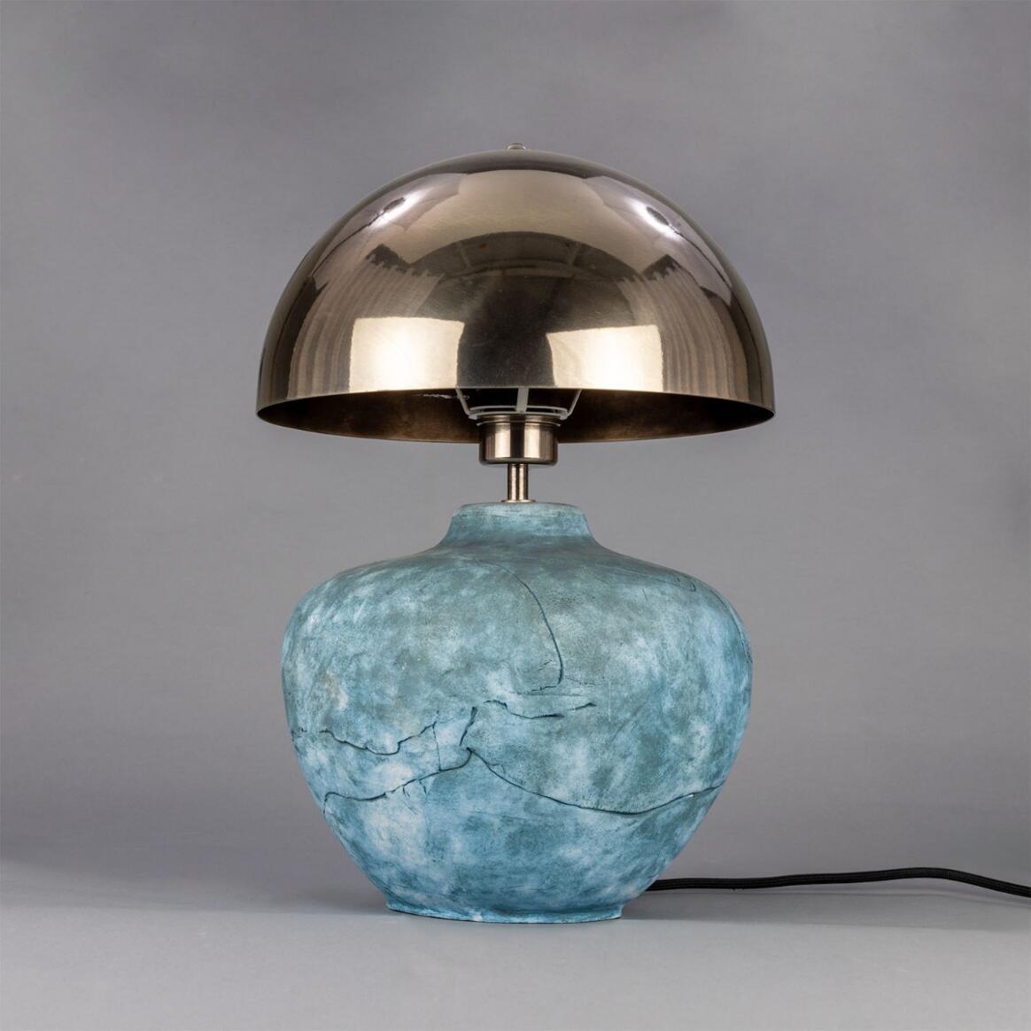 Lawson Ceramic Table Lamp with Brass Shade, Blue Earth | Mullan Lighting, image size:1164x1164