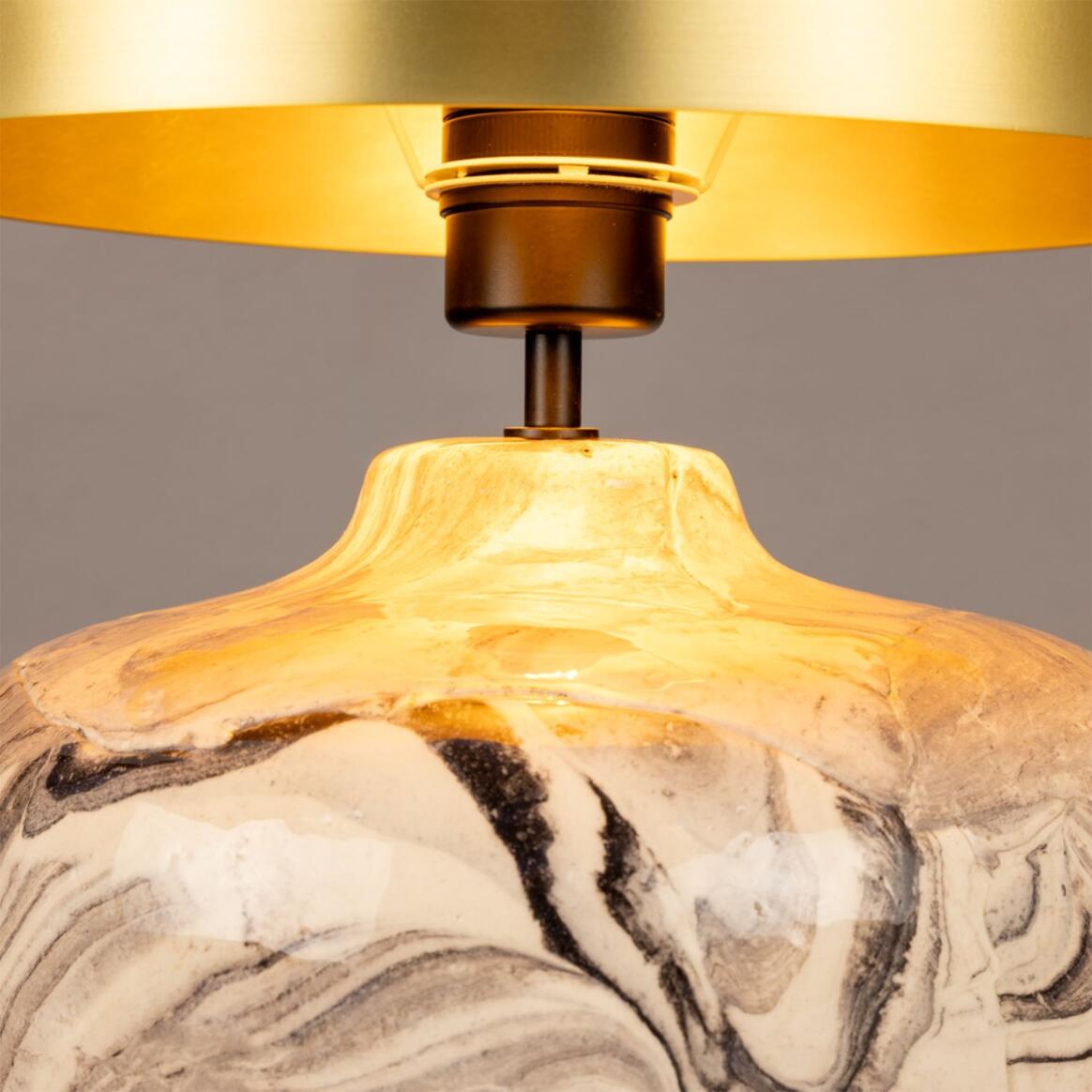 Lawson Ceramic Marbled Table Lamp with Brass Dome Shade 18.5