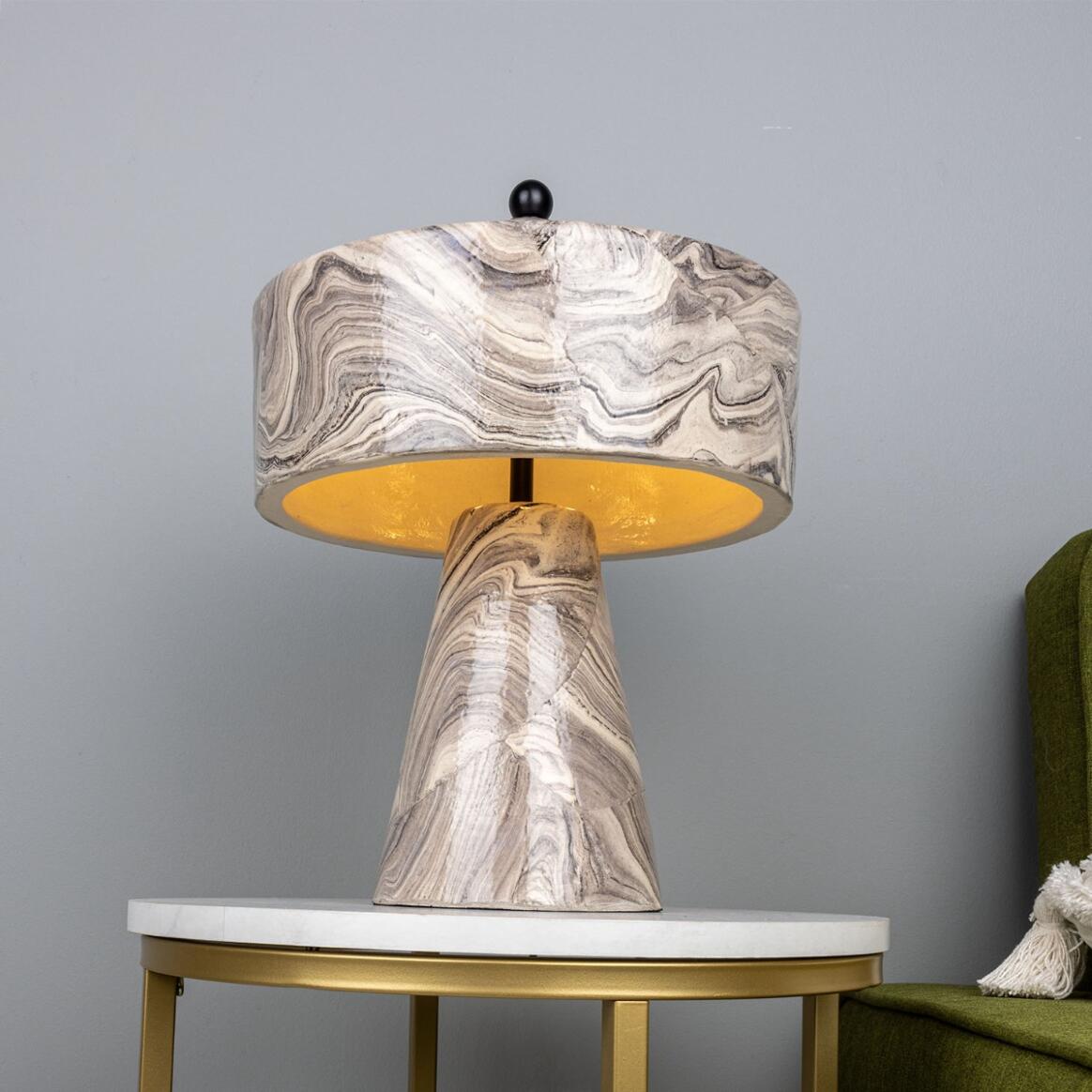 Seville Marbled Ceramic Mid-Century Modern Table Lamp Mullan