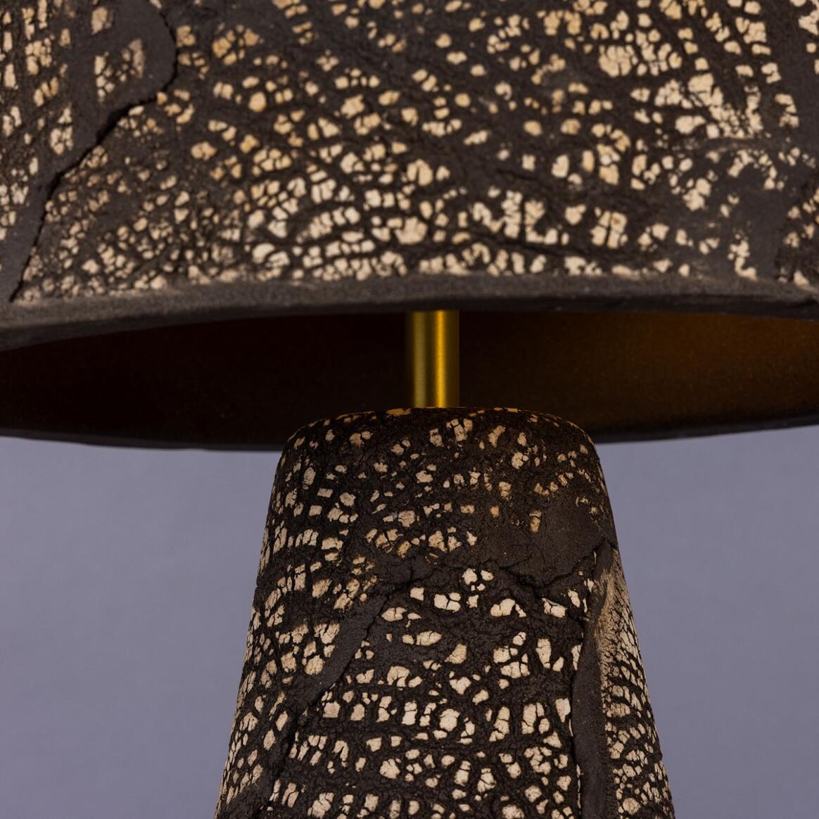 Seville Ceramic Mid-Century Modern Table Lamp, Black Clay, 15.75