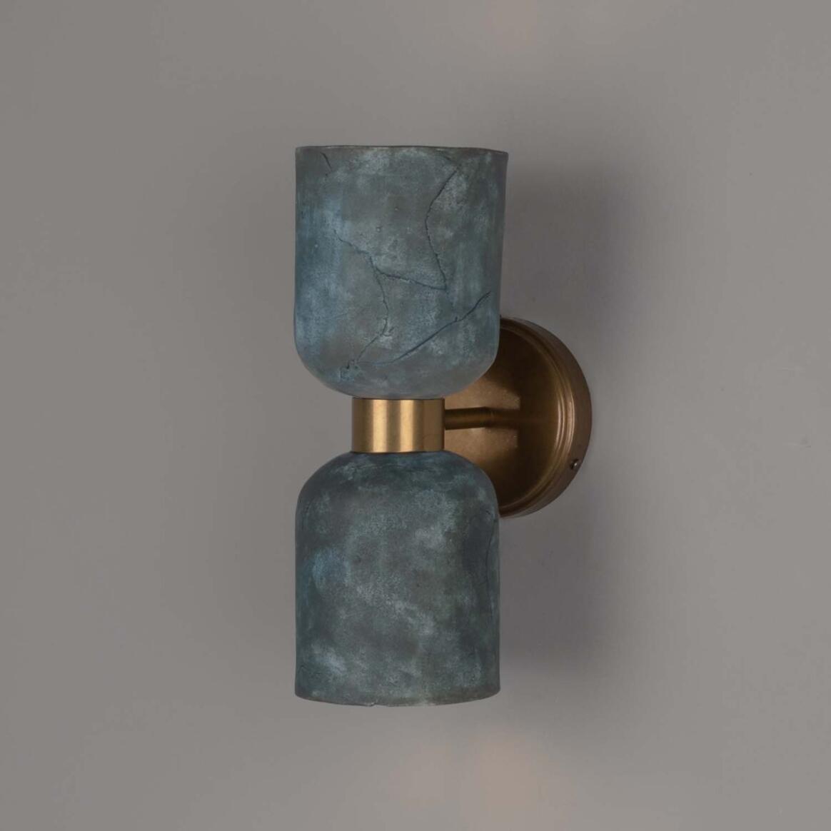 Sakura Double Ceramic and Brass Blue Earth Wall Sconce 12.25" IP20 main product image