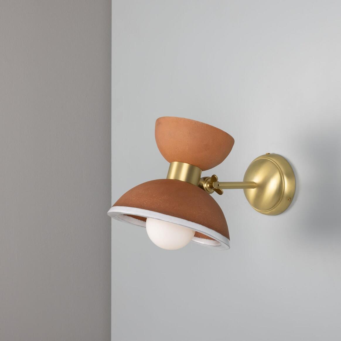 Nakaii Organic Ceramic Wall Sconce, Terracotta & White 9.5