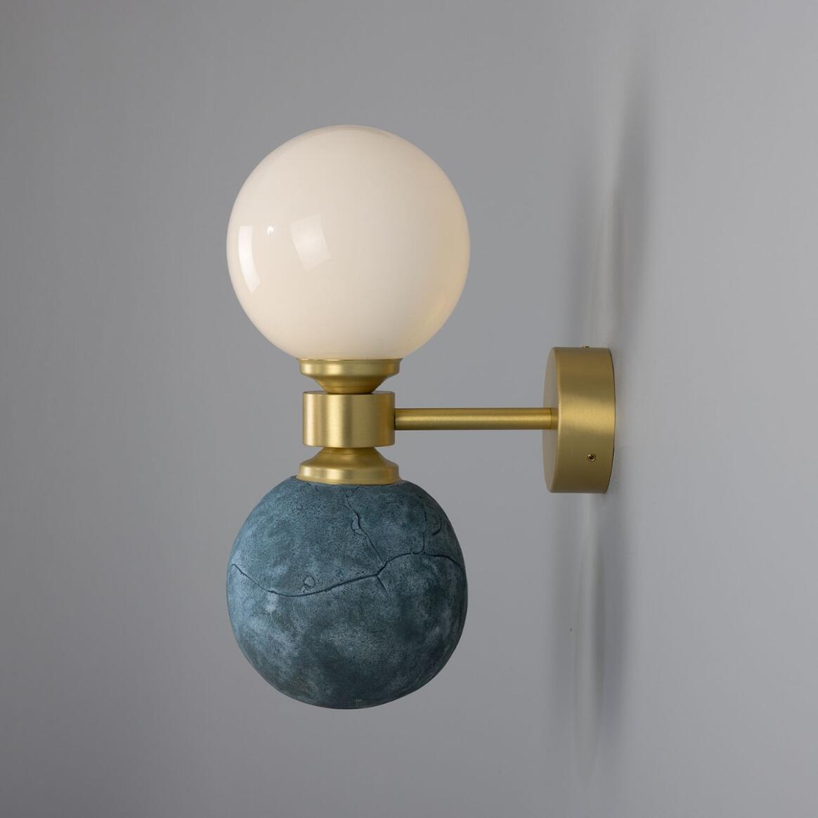 Kobe Ceramic and Glass Globe Wall Sconce, Blue Earth | Mullan Lighting, image size:1164x1164