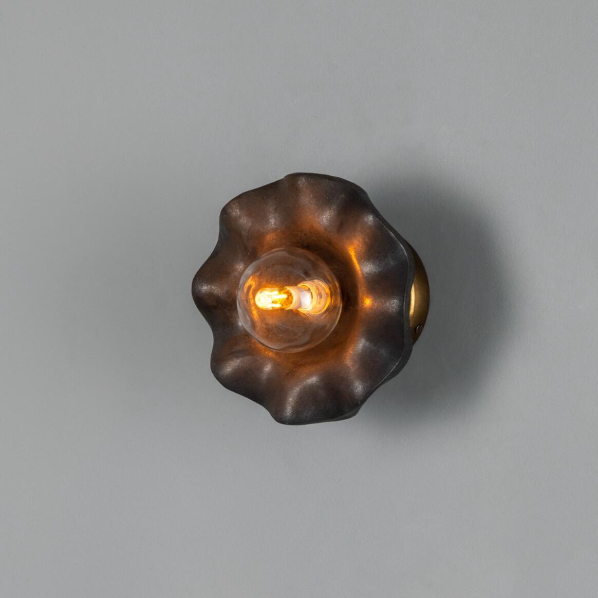 Rivale Wall Sconce with Wavy Ceramic Shade, Metallic Earth 8.25" IP20 main product image