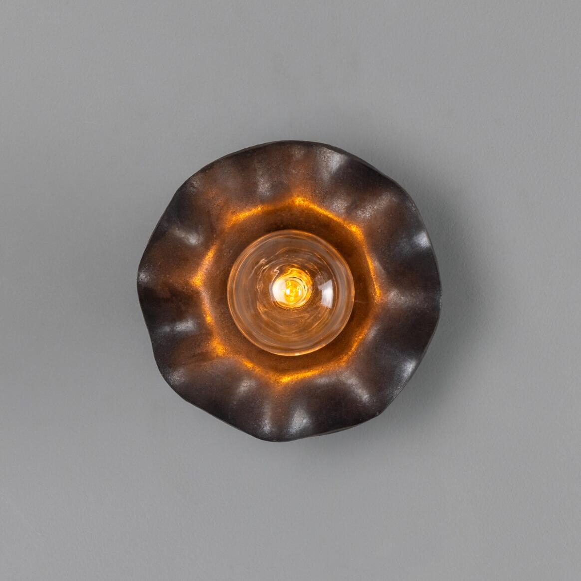 Rivale Wall Light with Wavy Ceramic Shade, Metallic Earth 8.25" IP20 main product image