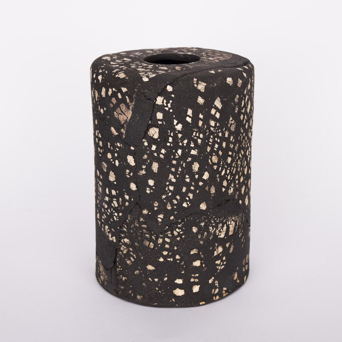 Senna Ceramic Cylinder Lamp Shade, Black Clay 12cm main product image