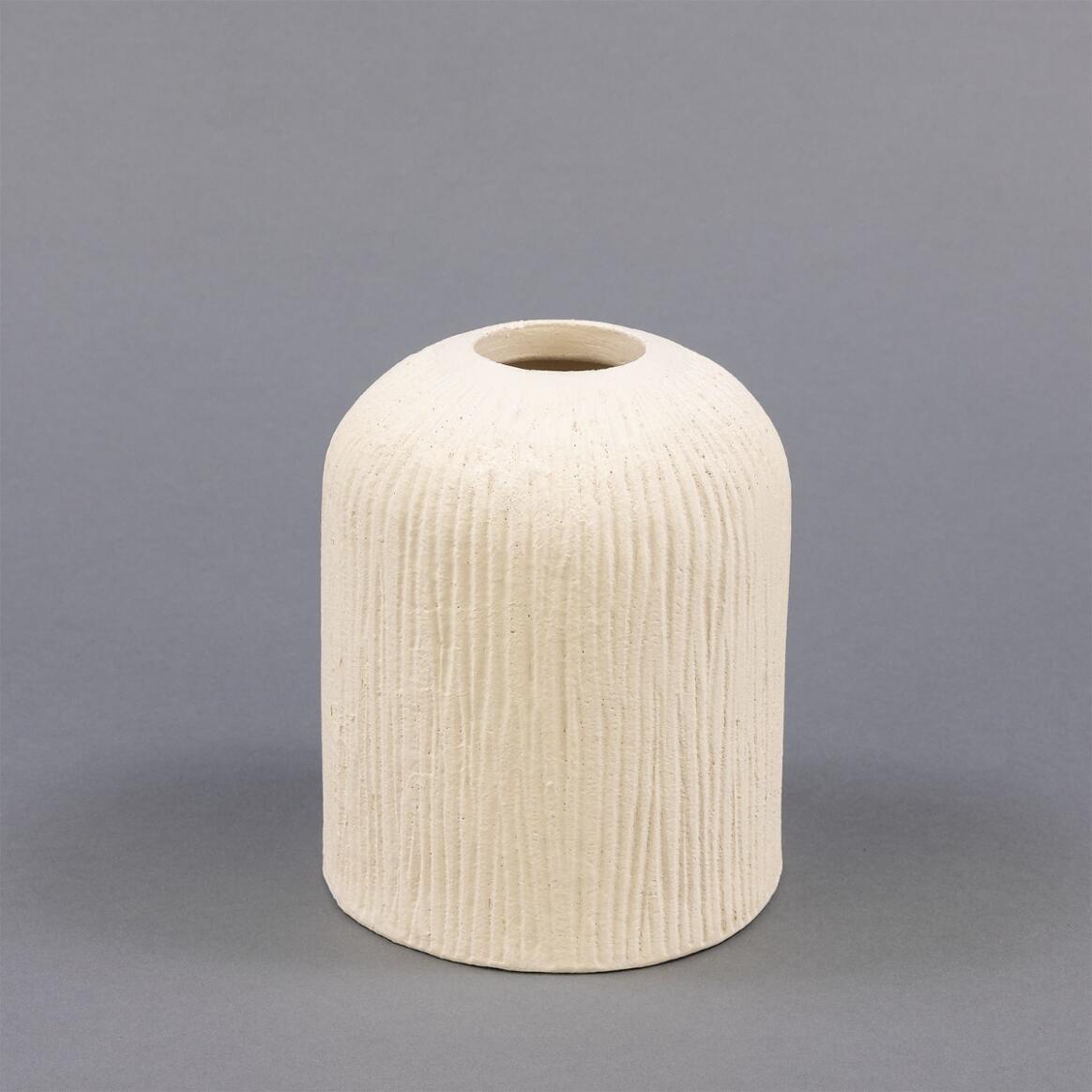 Osier Ceramic Cylinder Lamp Shade, Matt White Striped 4.5" main product image
