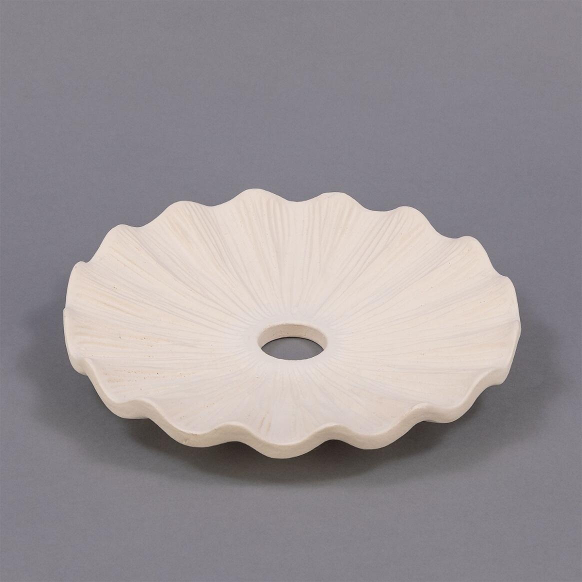 Kapok Ceramic Lamp Shade, Matt White Striped 27cm main product image