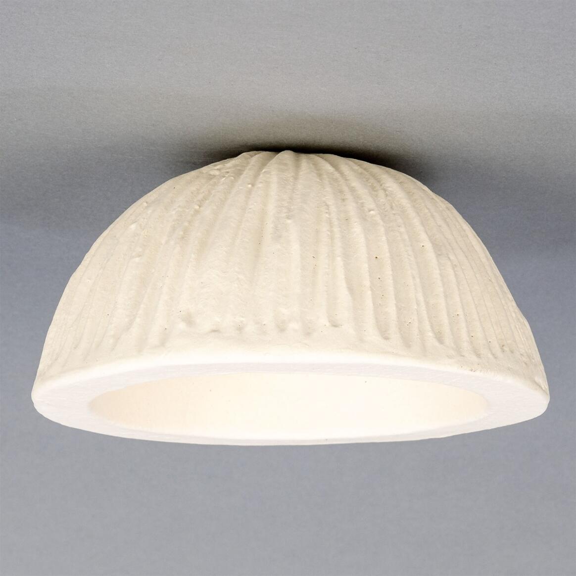Ferox Matt White Striped Half Sphere Ceramic Lamp Shade 5.5