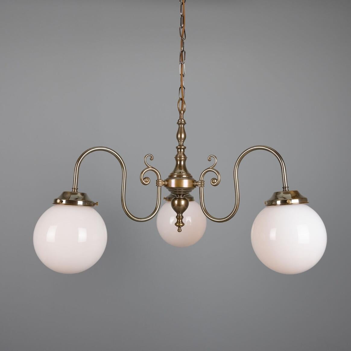 Eldron Traditional Chandelier with Opal Globes, Three-Arm | Mullan