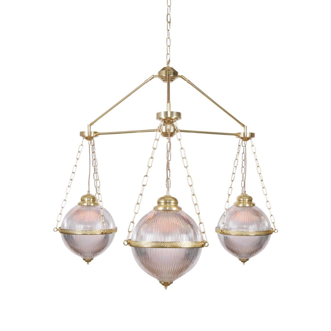 Blaenau Holophane Glass Chandelier, Three-Arm main product image