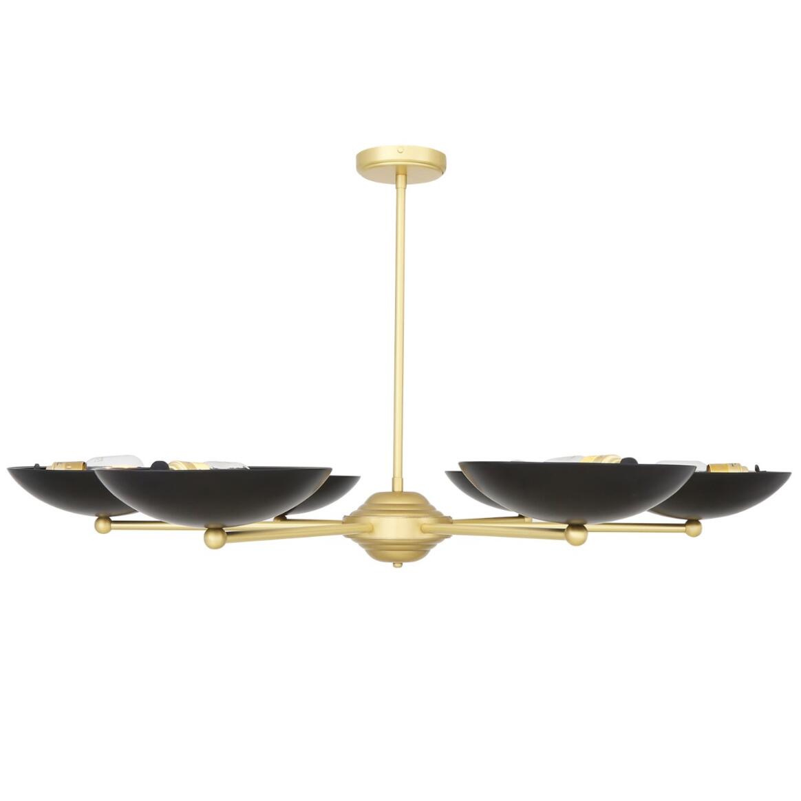 Newbury Modern Brass Chandelier with Black Metal Shades main product image