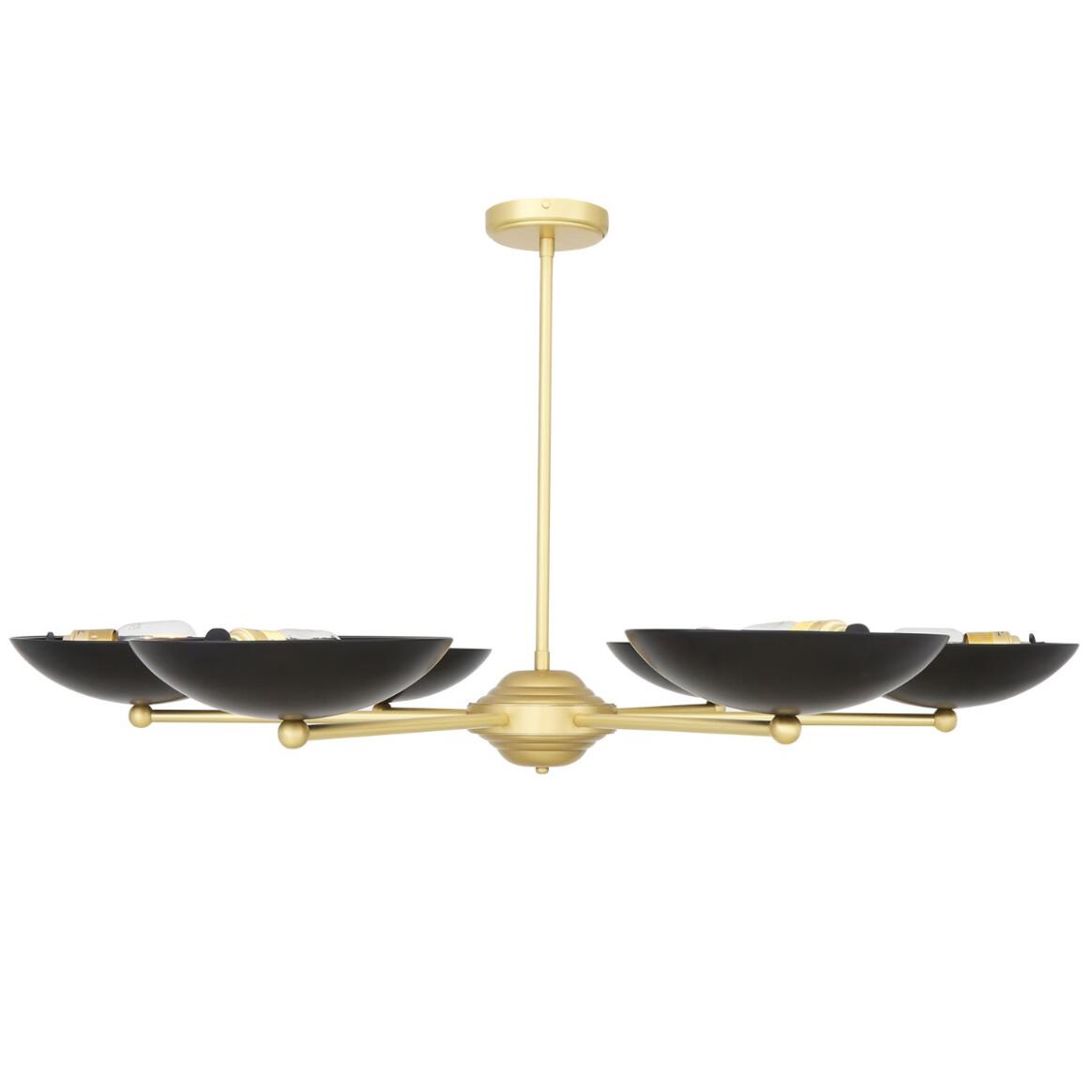 Newbury Modern Brass Chandelier with Black Metal Shades main product image