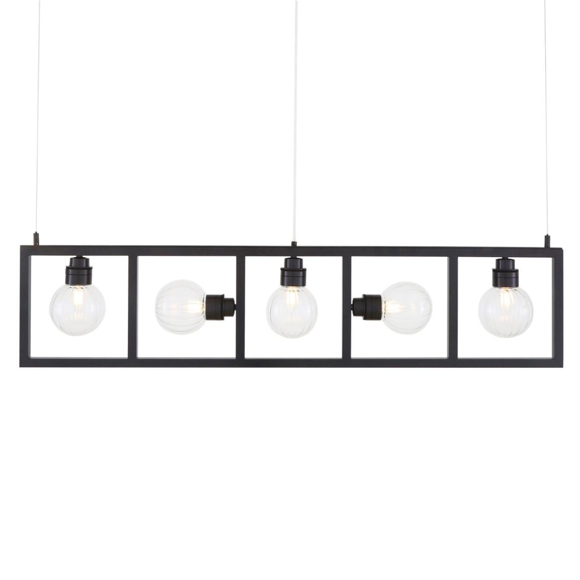 Cuba Linear Box Chandelier with Five Globe Lights main product image