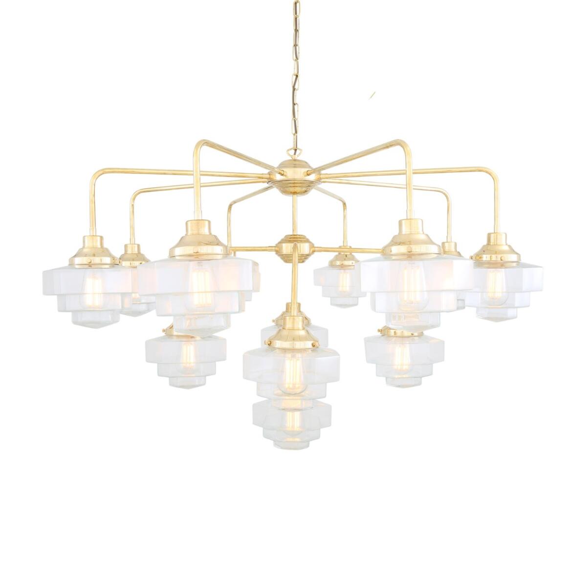 Siena Art Deco Three-Tier Brass Chandelier, 13-Light main product image