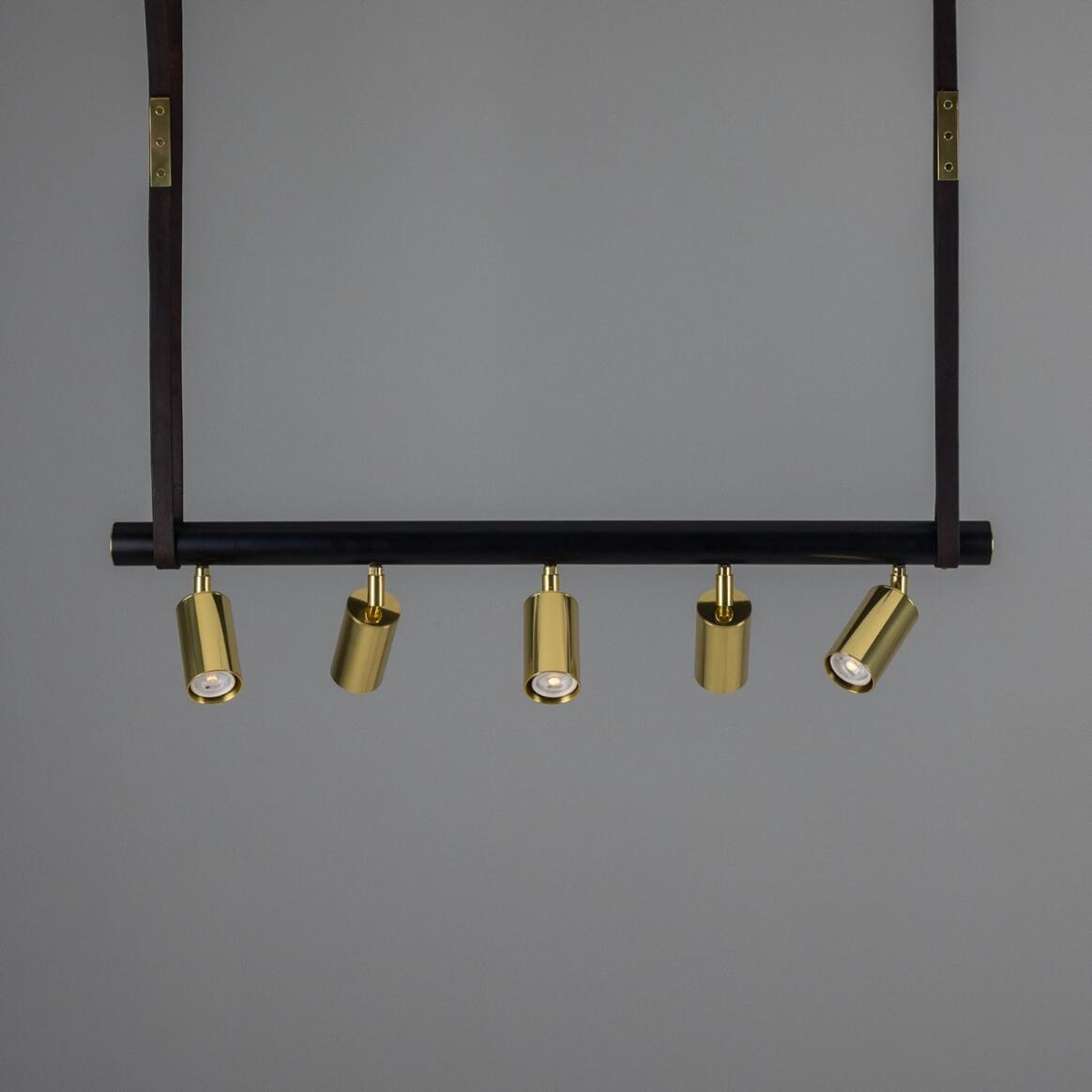 Holmes Linear Island Pendant with Leather Straps, Five-Light main product image