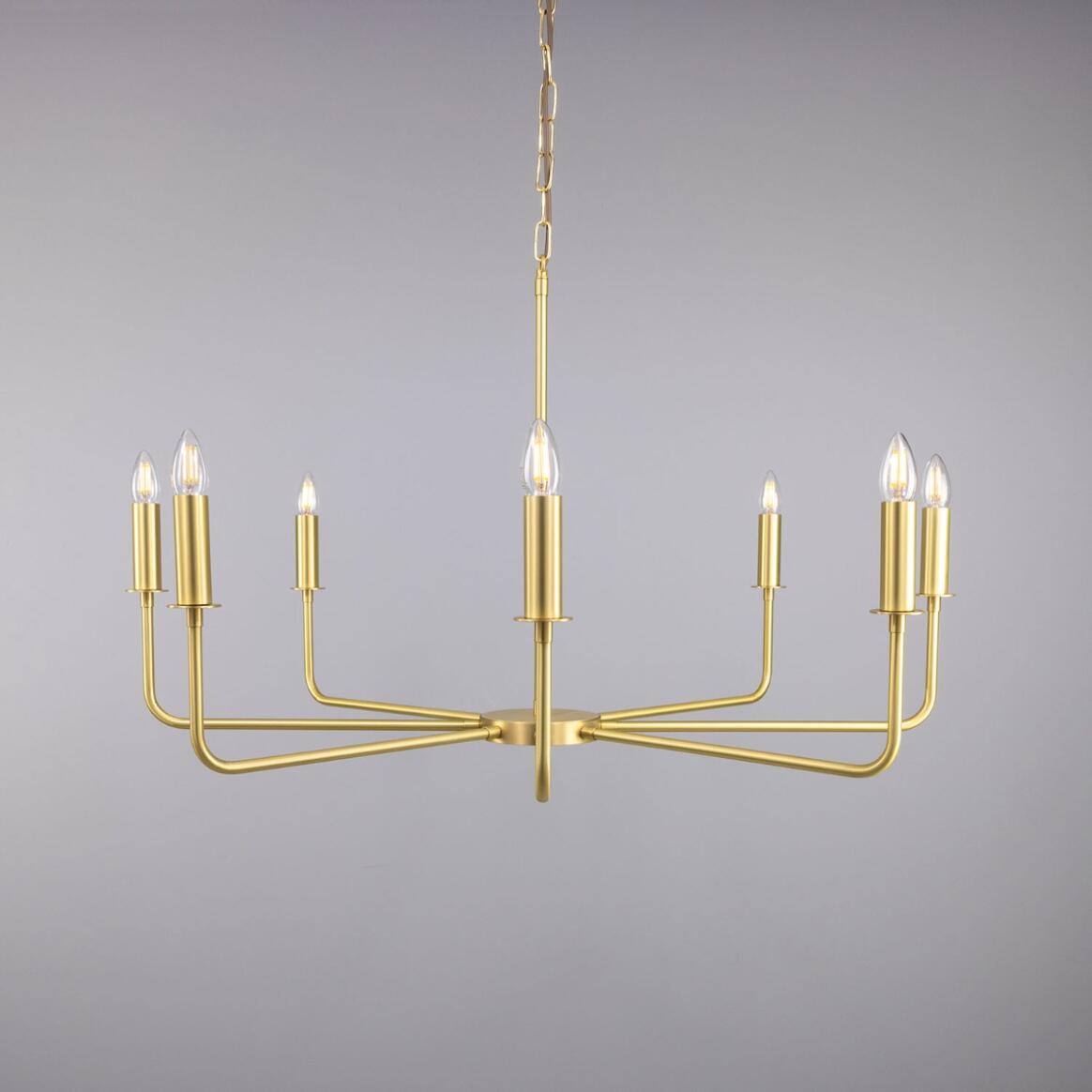 Irvine Modern Brass Chandelier, Eight-Light 150.5cm IP20 | Mullan