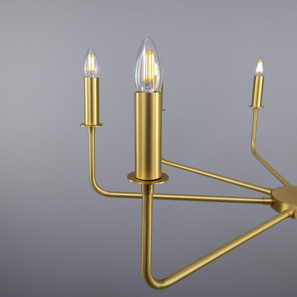 Irvine Modern Brass Chandelier, Eight-Light 150.5cm IP20 | Mullan